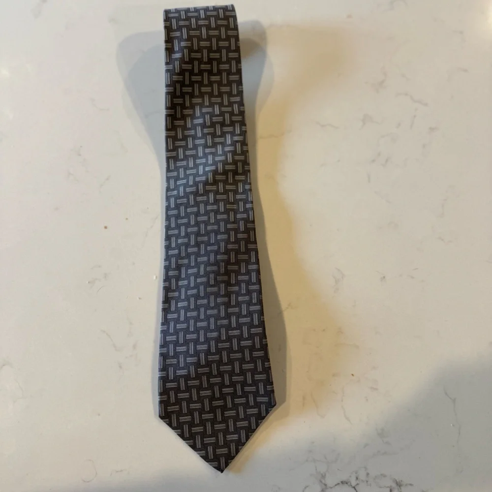 Ralph Lauren Black and Gray Geometric Tie